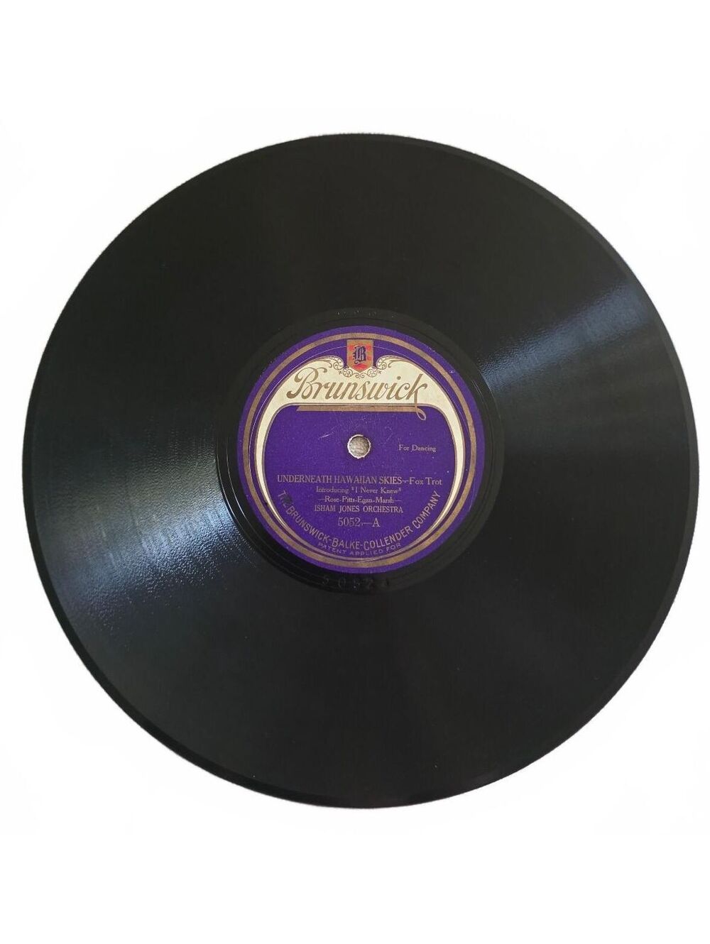 Vintage 1921 Isham Jones Orchestra 78 Brunswick 5052 Underneath Hawaiian Skies